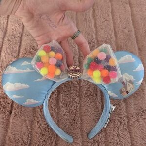 Blue Cloud Kids Headband with Colorful Pom-Poms